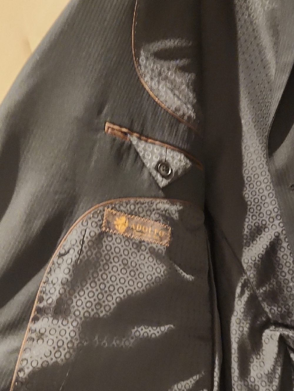 Adolfo Men’s Black Two-Button Suit Jacket Vintage Never Worn Wool 48 Reg - Picture 6 of 11